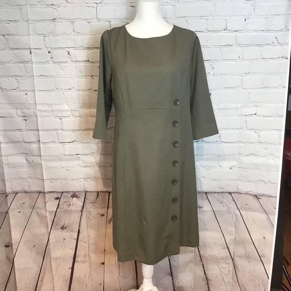 Pendleton Virgin Wool Olive Green Button Front De… - image 1